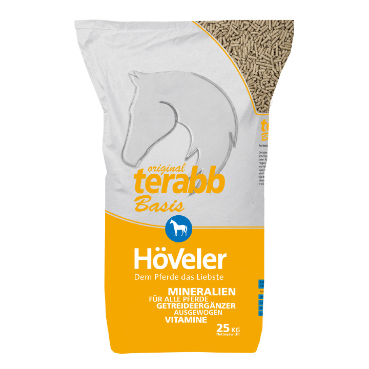 Höveler terabb Basis 25 kg Sack Schmackhafte Basis-Pellet für Pferde mit moderater Energie