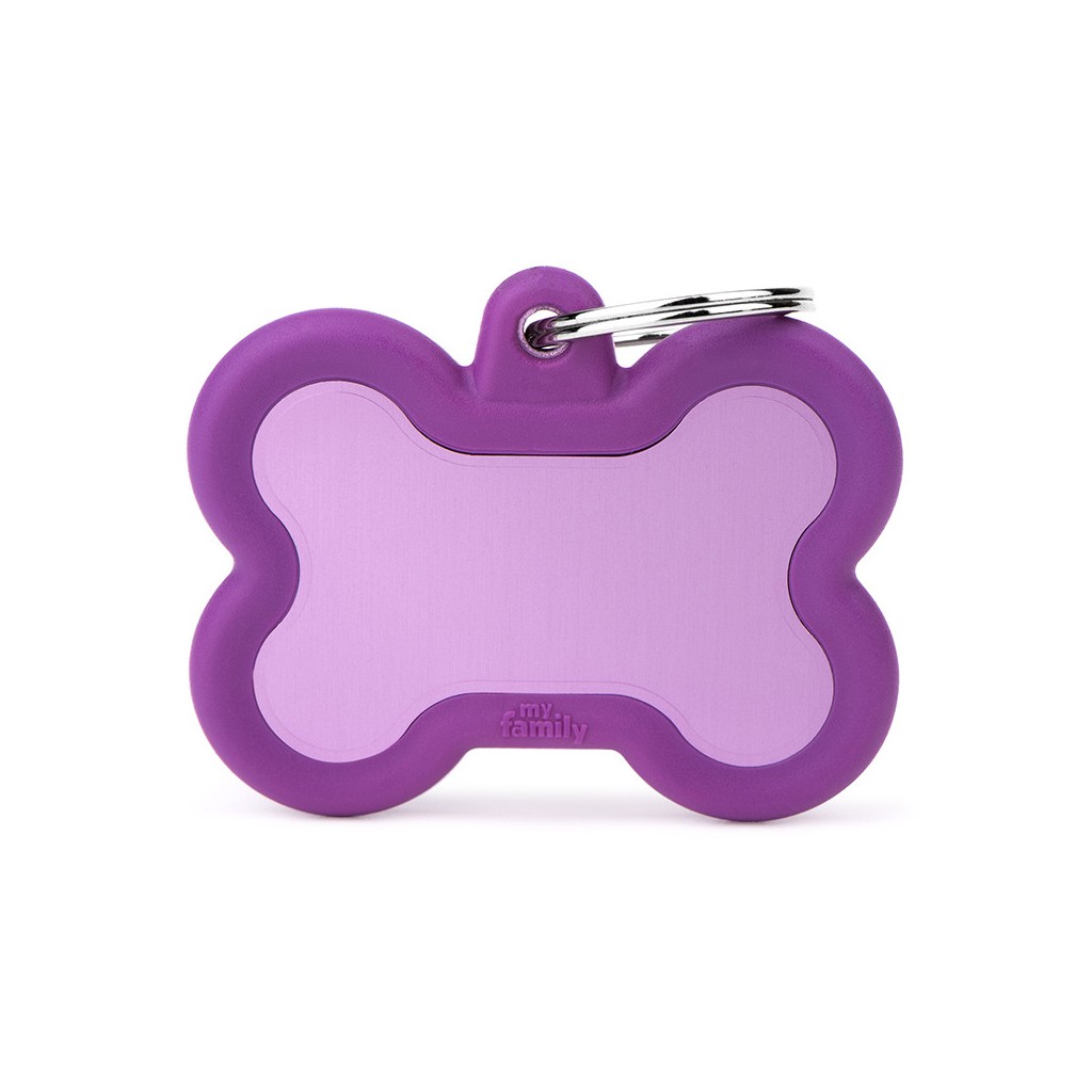 MyFamily Hundemarke Hushtag Xl Knochen Lila 49 x 36 mm