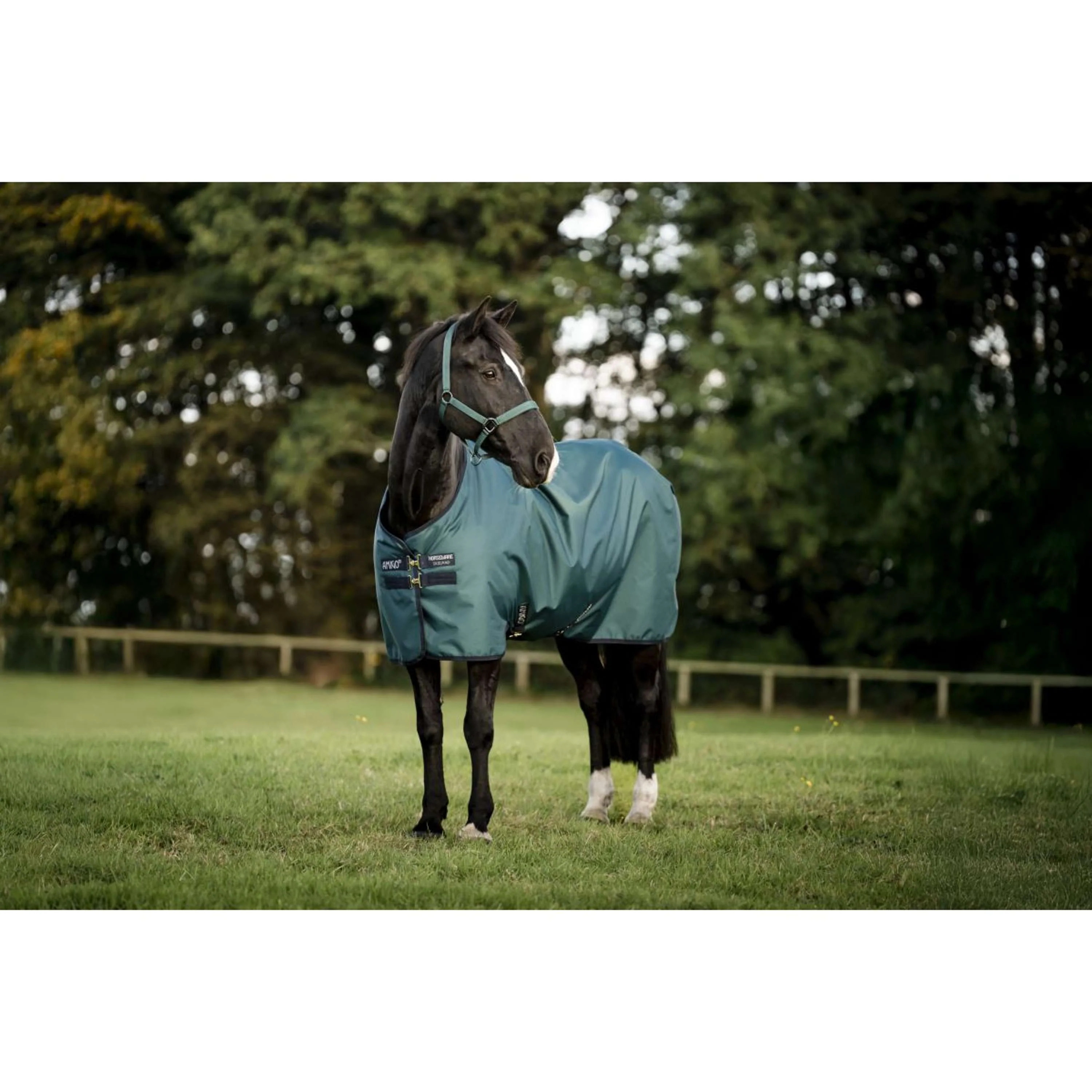 Horseware Amigo 50g Ripstop 900D Fleece Lined Turnout 115 cm, Dynasty Green/Navy & Silver