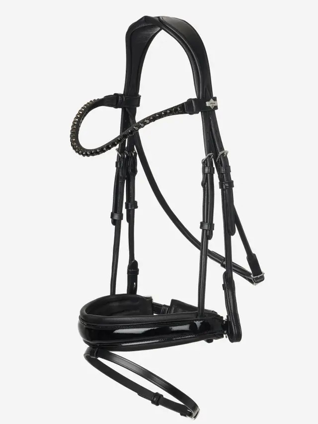 LeMieux Kudos Patent Rundgenähte Dressurtrense Black, Pony