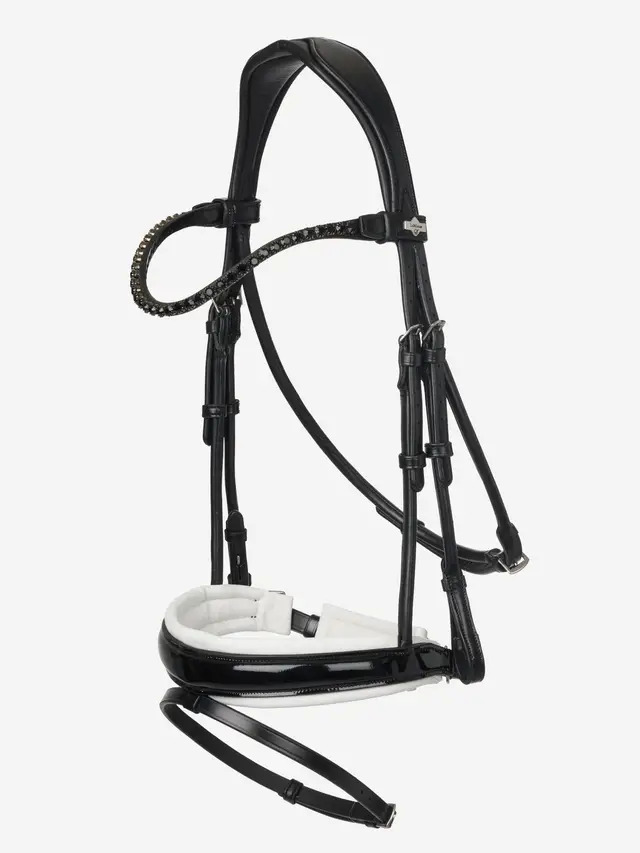 LeMieux Kudos Patent Rundgenähte Dressurtrense Black/White, Pony
