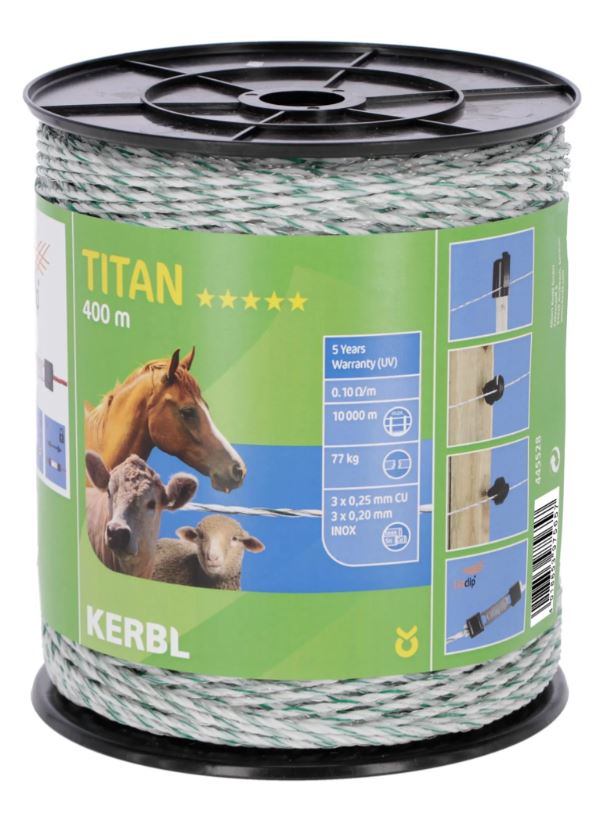Kerbl Titan Litze 400m weiß/grün