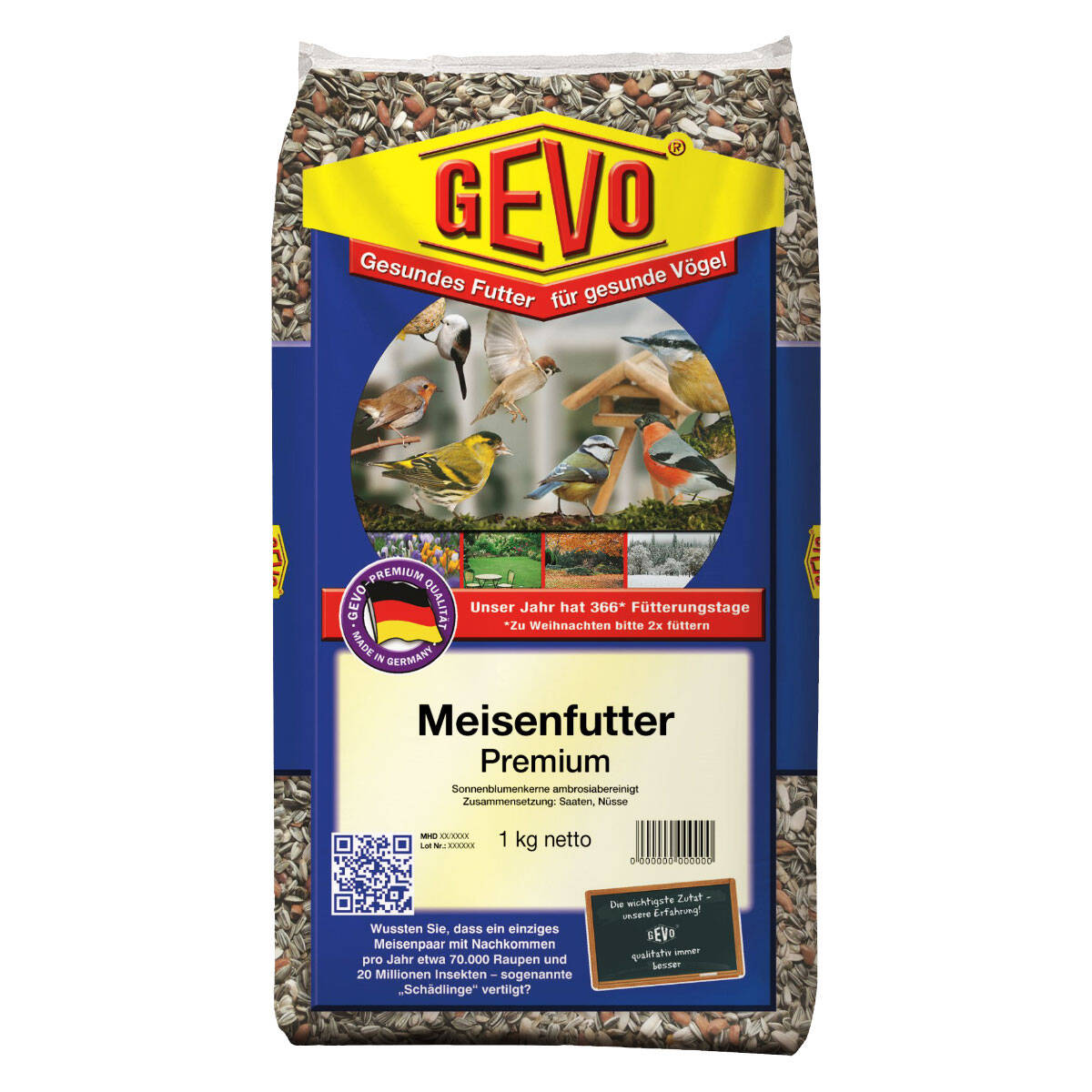 Gevo Meisenfutter Premium 1 kg Mit sehr hohem Anteil an Nüssen