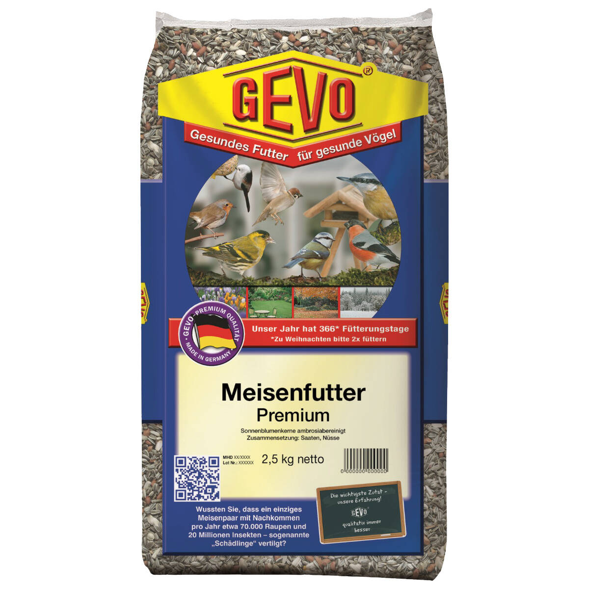 Gevo Meisenfutter Premium 2,5 kg Mit sehr hohem Anteil an Nüssen