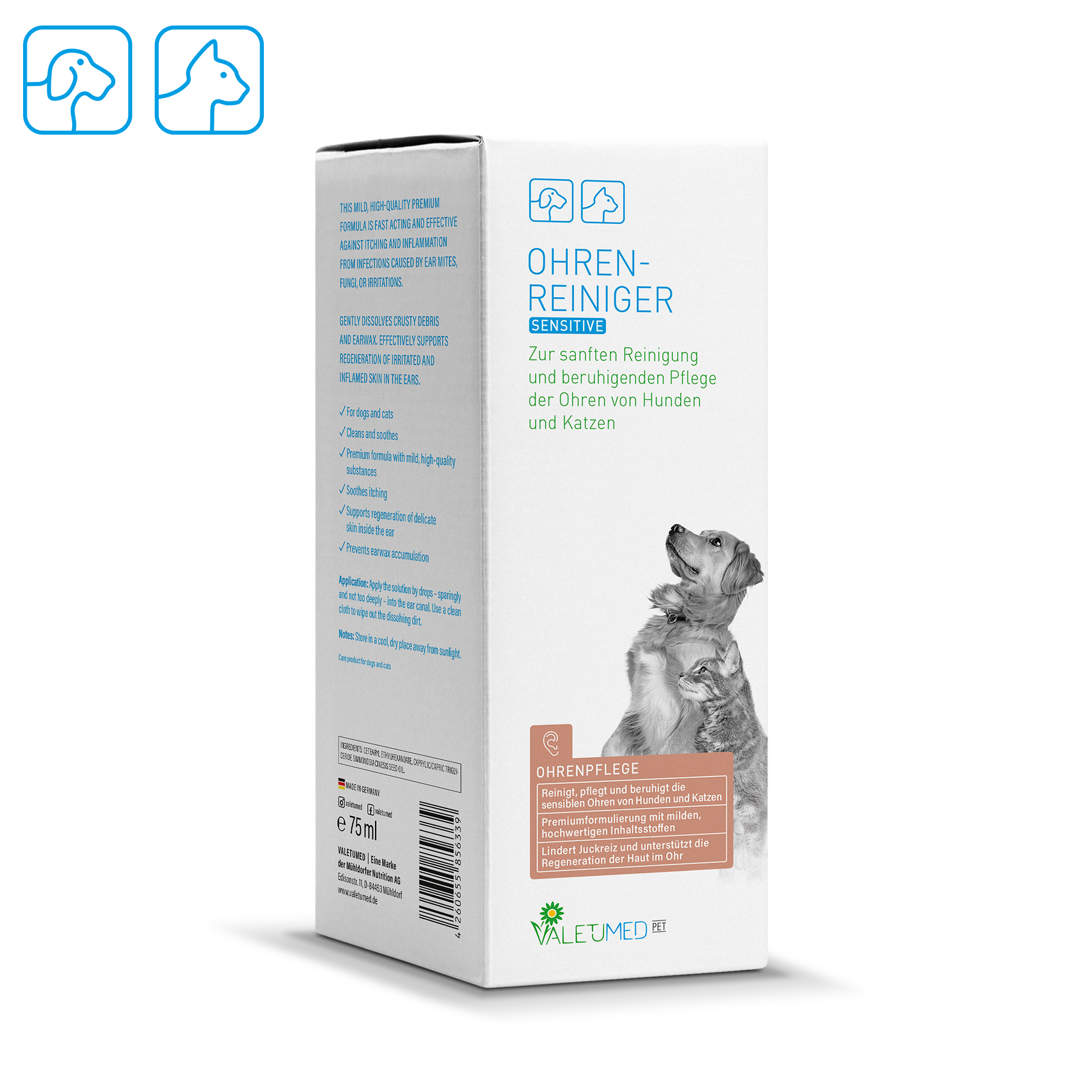 Valetumed Ohrenreiniger Sensitive 75 ml Zur sanften Reinigung und beruhigenden Pflege der Ohren