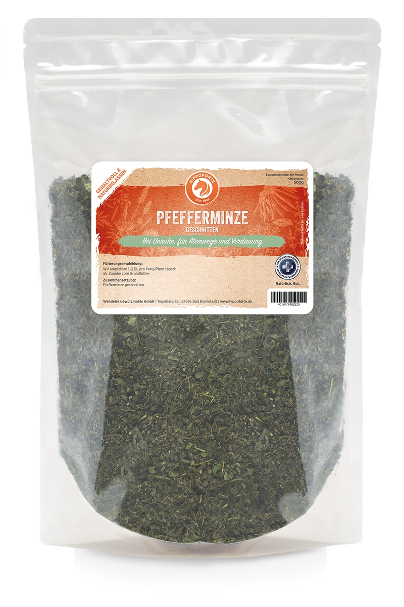 Hippoforte Pfefferminze geschnitten 0,5kg Kräuterergänzung für Verdauung & Atemwege