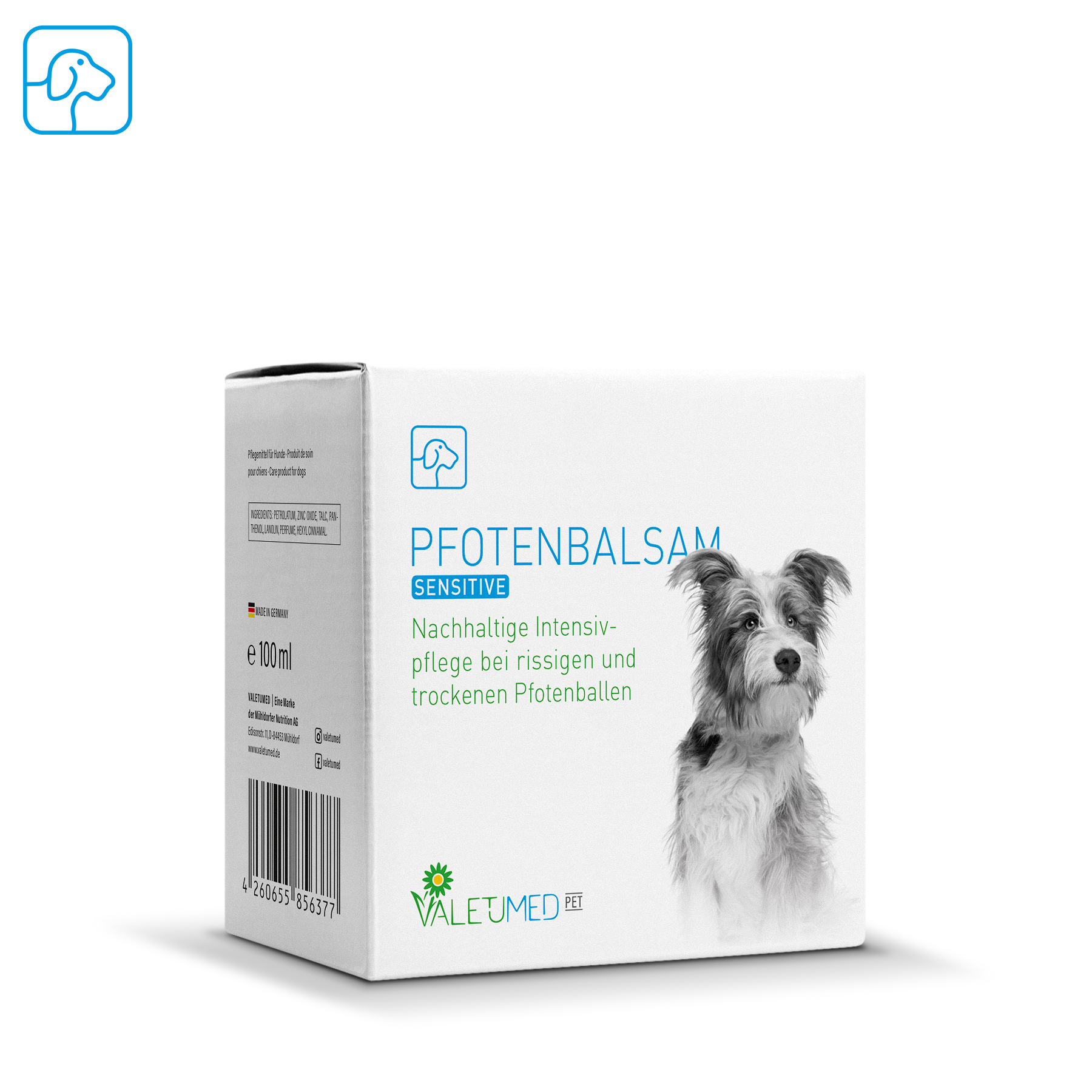 Valetumed Pfotenbalsam Sensitive 100 ml Intensivpflege bei rissigen und trockenen Pfotenballen
