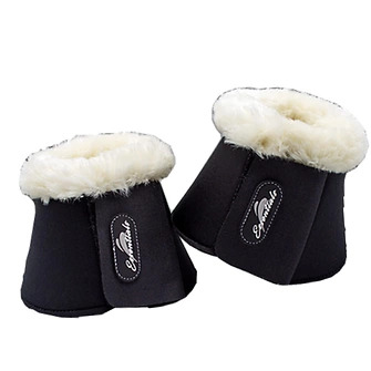 eQuick® Hufglocken Fluffy mit Kunstfell Black, Gr. L