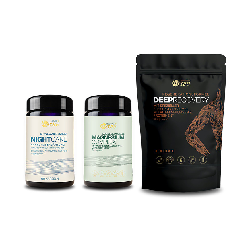 hucare Regeneration Bundle Regeneration-Box mit 3 abgestimmten Produkten für Erholung, Schlaf & Zellschutz
