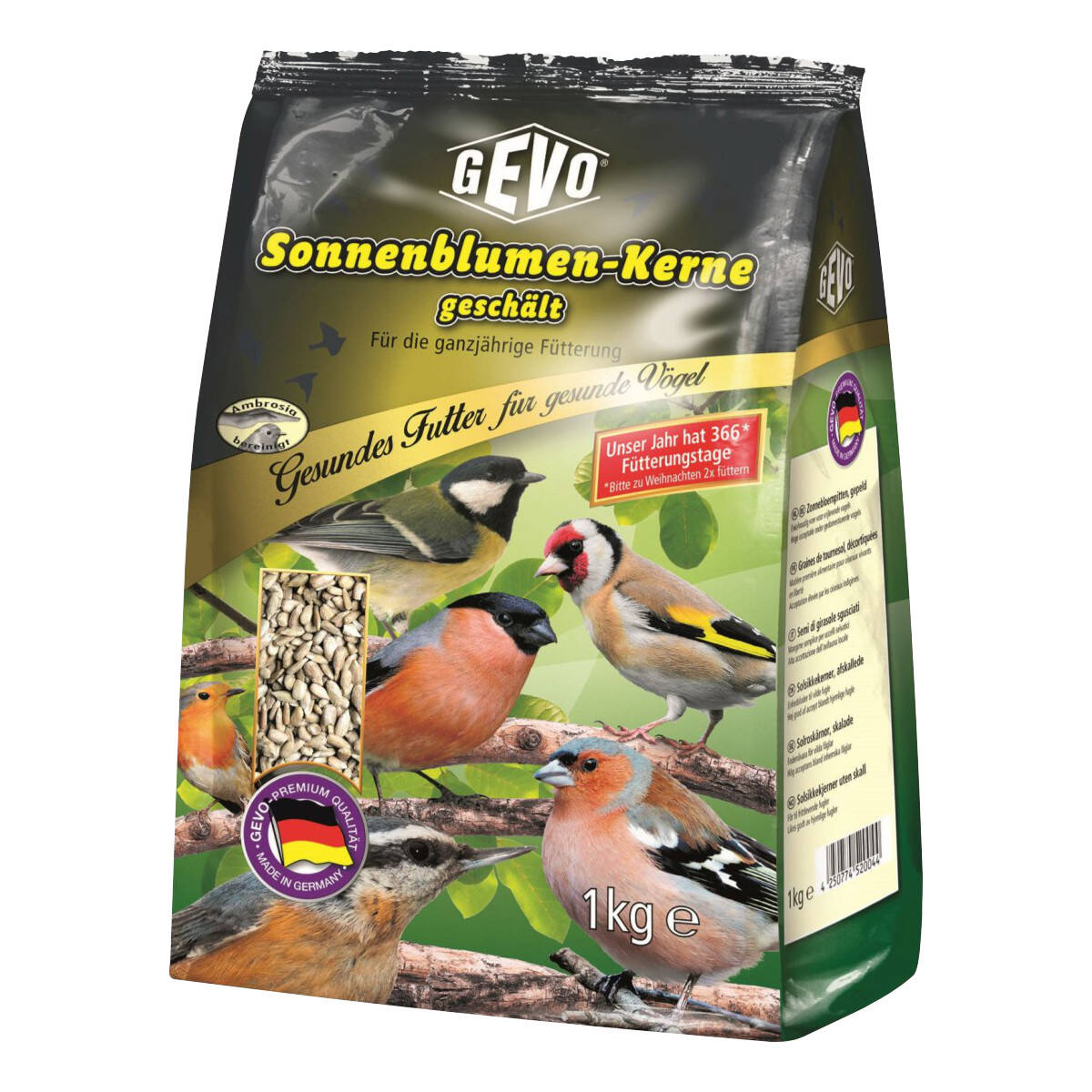 Gevo Sonnenblumenkerne geschält 1 kg Für die Ganzjahresfütterung