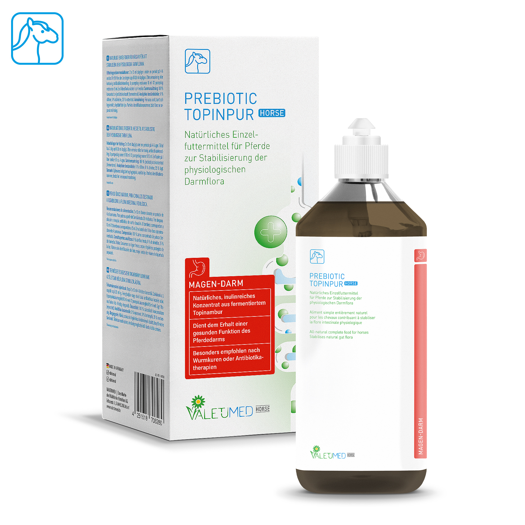 Valetumed Prebiotic TopinPur Horse 1 l Zur Stabilisierung der physiologischen Darmflora