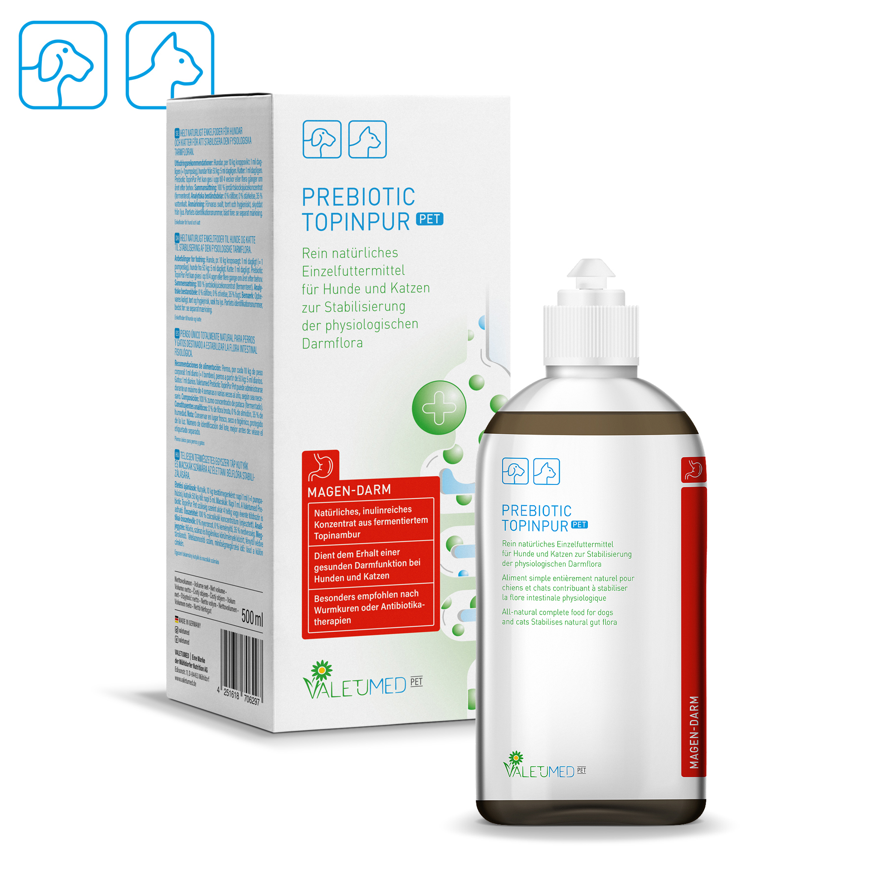 Valetumed TopinPur Pet 500 ml Zur Stabilisierung der physiologischen Darmflora