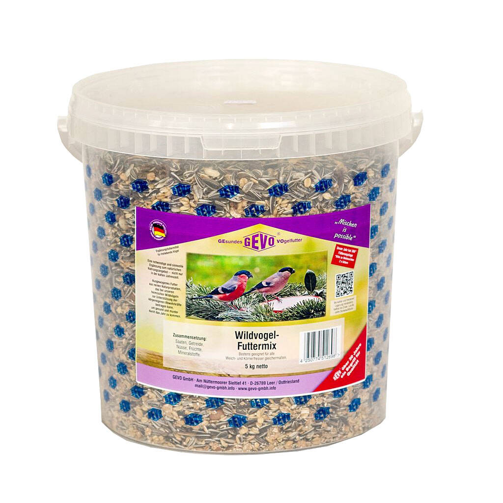 Gevo Wildvogel-Futtermix 5 kg Eimer Für die Ganzjahresfütterung